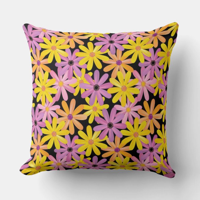 Gerbera flowers pattern, background throw pillow (Front)
