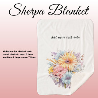 Gerbera flowers personalized text white black sherpa blanket