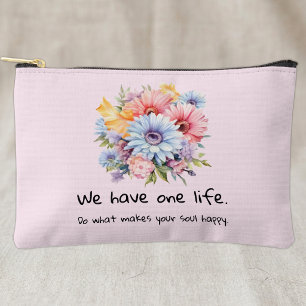Gerbera flowers positive words pink accessory pouch