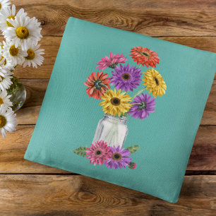 Gerbera Gerber Daisy Watercolor Mason Jar Throw Pi Pillow