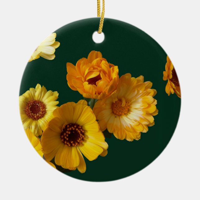 Gerbera greetings ceramic ornament (Front)