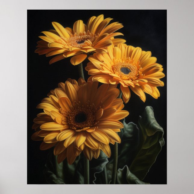 Gerbera Jaune Daisy Art Imprimer Poster (Devant)