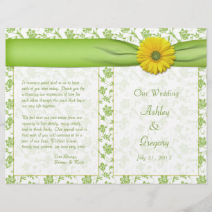 Gerbera Jaune Daisy Green Floral Wedding Programme