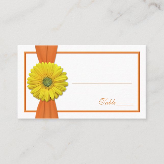 Gerbera Jaune Daisy Orange Mariage Carte Place (Devant)