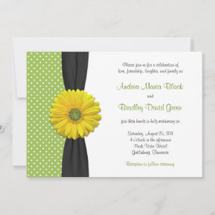 Gerbera Jaune Daisy Polka Dot Faire-part de mariag