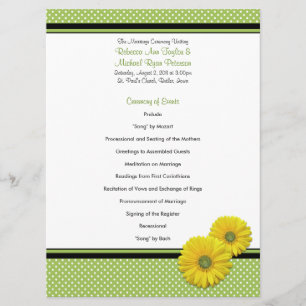 Gerbera Jaune Daisy Polka Programme de mariage