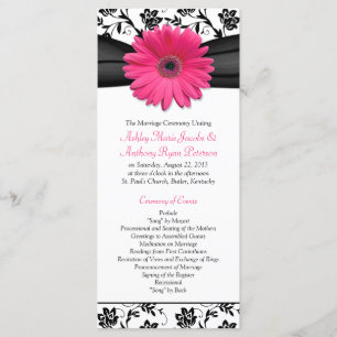Gerbera Rose Daisy Black Floral Wedding Programme
