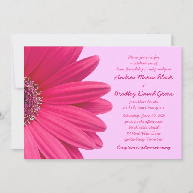 Gerbera rose Daisy Lilac Violet Faire-part de mari (Devant)