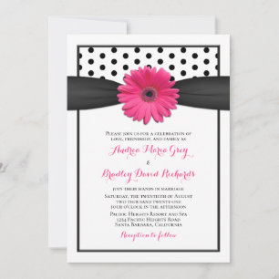 Gerbera rose Daisy Polka Faire-part de mariage poi
