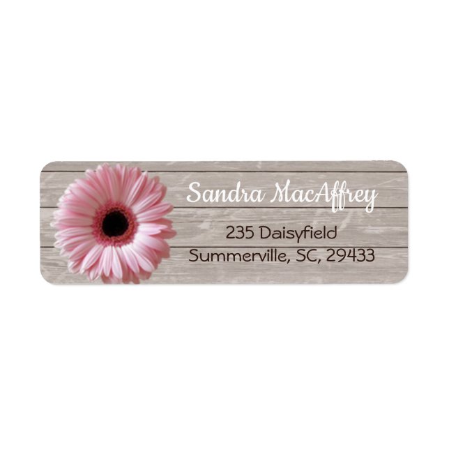 Gerbera rose marguerite sur bois clair (Devant)