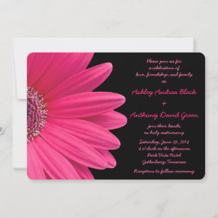 Gerbera rose marguerite sur Faire-part de mariage 