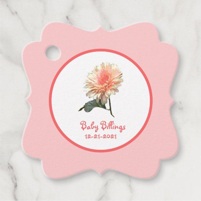 Gerbera Splinder Favour Tags (Front)