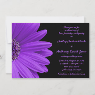 Gerbera violet Faire-part de mariage pourpre et no