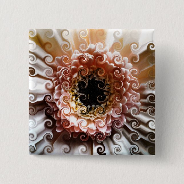 GERBERAS 2 INCH SQUARE BUTTON (Front)
