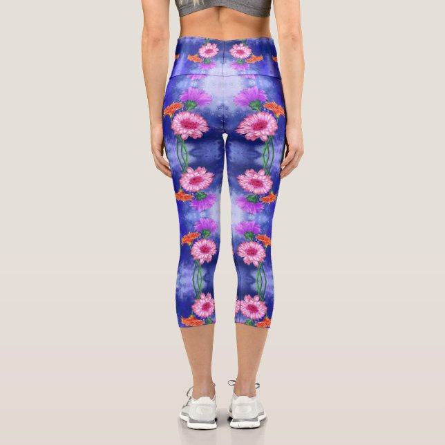 Gerberas Capri Leggings Beautiful Colours Flowers (Back)