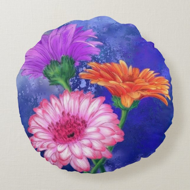 Gerberas Coussin rond Belles fleurs (Dos)