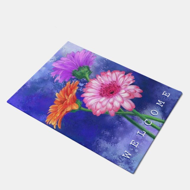 Gerberas Doormat Welcome Flowers (Angled)