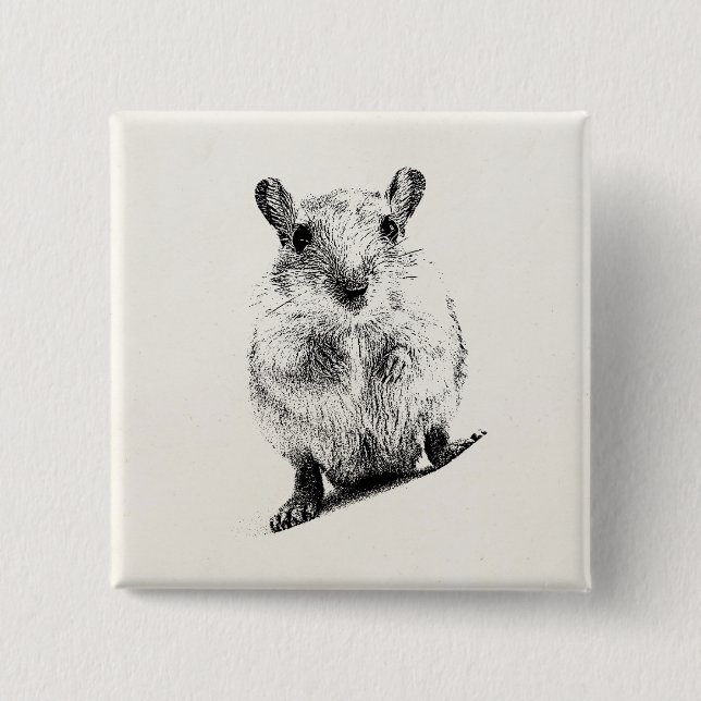 Gerbil Baby Animal Illustration Pet Gerbils 2 Inch Square Button (Front)