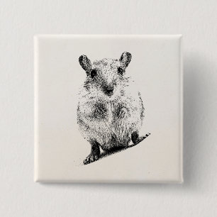 Gerbil Baby Animal Illustration Pet Gerbils 2 Inch Square Button