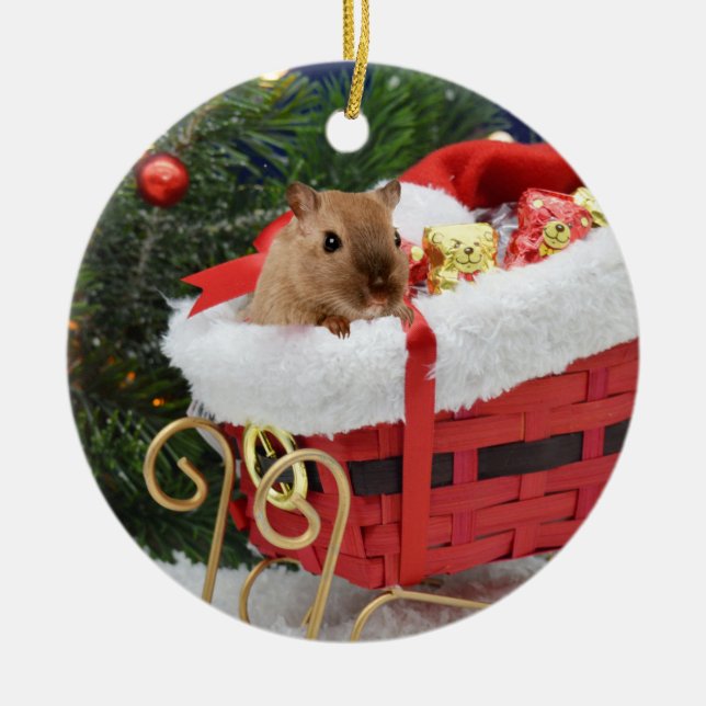 Gerbil Christmas Ceramic Ornament (Front)