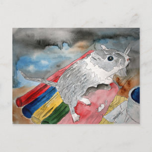 GERBIL PEINTURE portrait animal carte postale