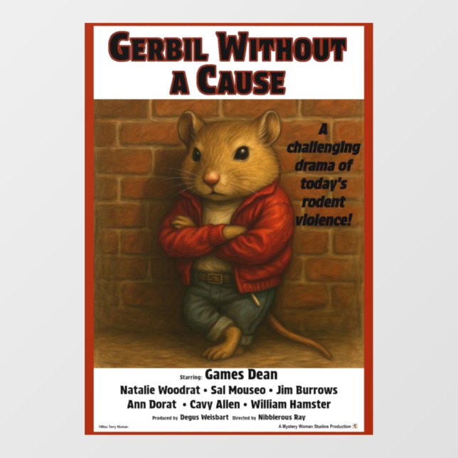 Gerbil Without a Cause Movie Parody Window Cling (Sheet)