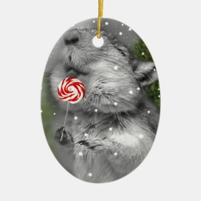 Gerbil's Christmas Dream Ceramic Ornament (Front)