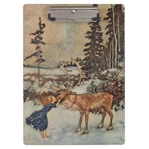 Gerda and the Reindeer by Dulac Vintage Clipboard
