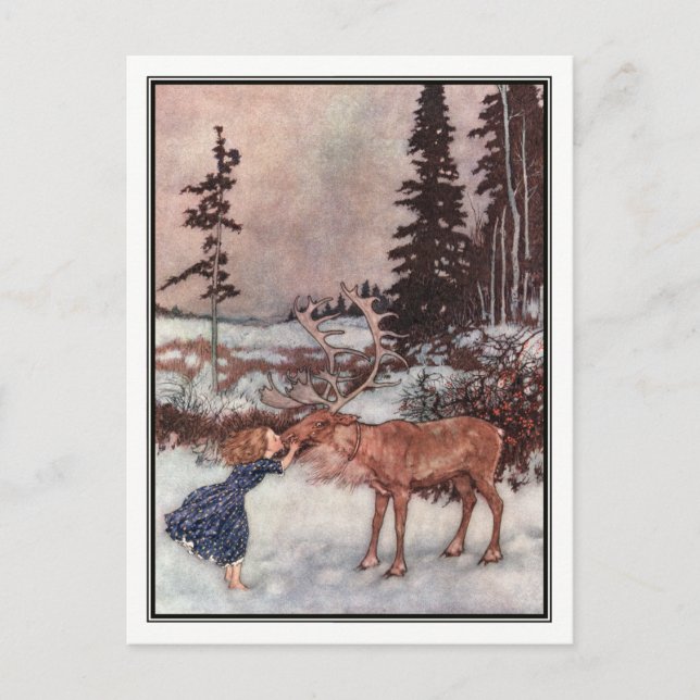 Gerda and the Reindeer by Edmund Dulac Postcard (Front)