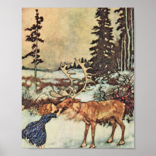 Gerda And The Reindeer - Edmund Dulac Poster