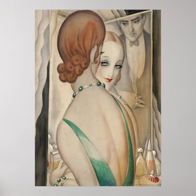 Gerda Wegener - Au miroir, Art Déco (Devant)