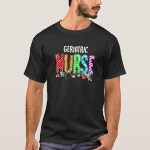 Geriatric Nurse Plaid Red Love Heart Stethoscope R T-Shirt