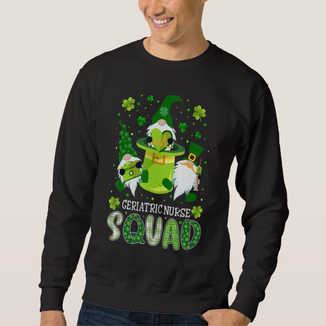 Geriatric Nurse Squad Nursing St Patrick Day Gnome Sweatshirt (Front)