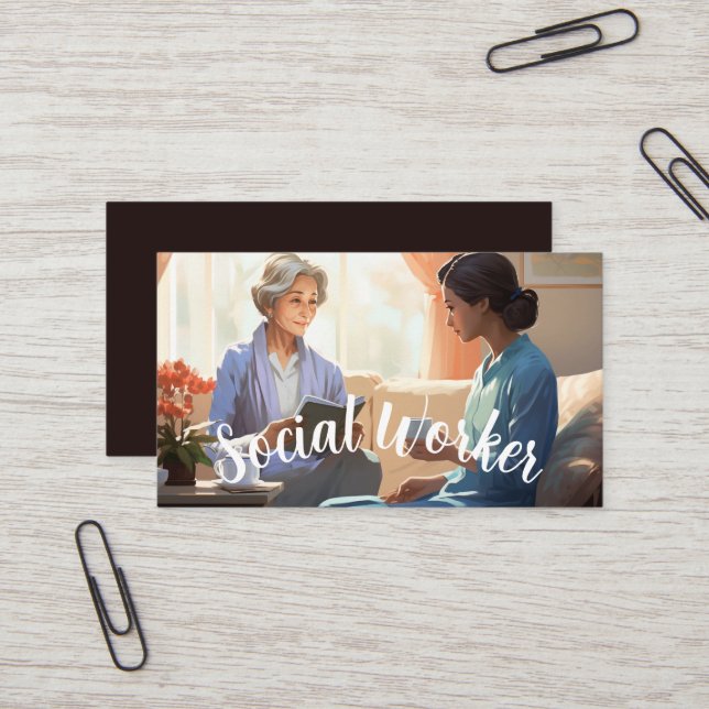 Geriatric Social Worker Business Card (Front/Back In Situ)