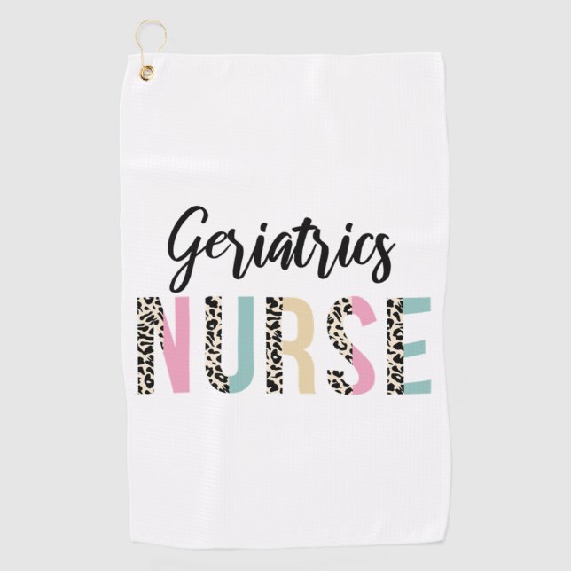 Geriatrics Nurse Cute Leopard Design - Funny Gift  Golf Towel (Front)