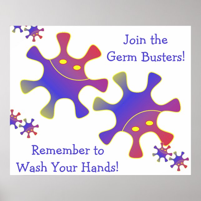 Germ Busters, Remember to Wash Your Hands Sign (Front)