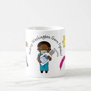 Germ Fighter Cute African American Personalized Coffee Mug