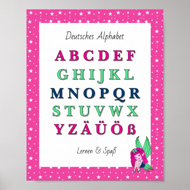 German Alphabet – Cute Fairy Poster (Front)