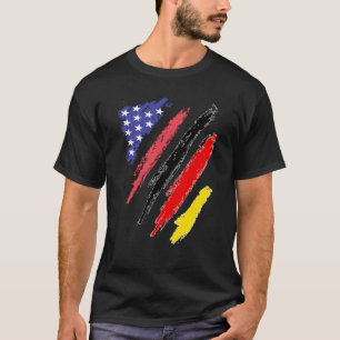 German American Patriot Grown Heart Flag Stripes T-Shirt
