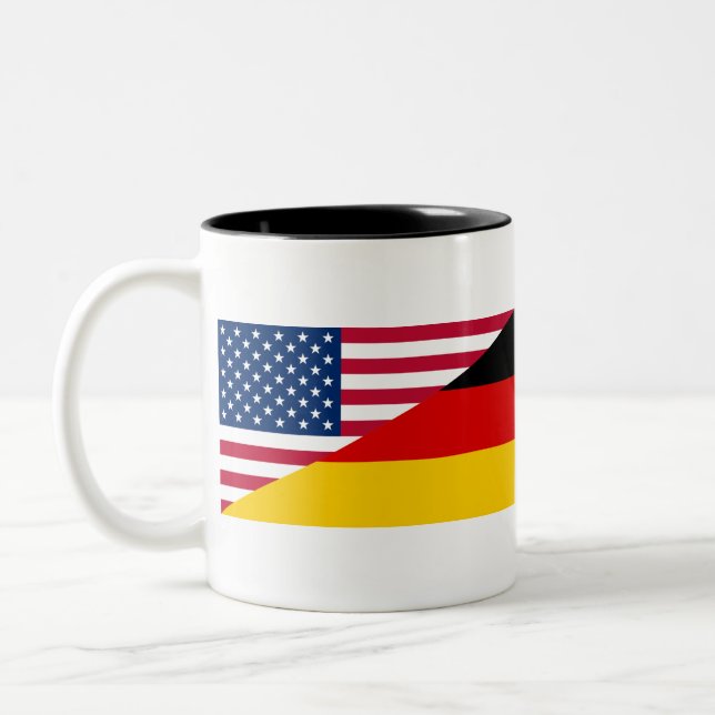 German American Pride US Germany Flag Two-Tone Coffee Mug (Left)
