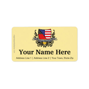 German-American Shield Flag Label