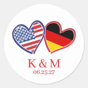 German American Wedding Classic Round Sticker