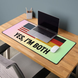 German American Yes Im Both - Germany USA Citizen Desk Mat