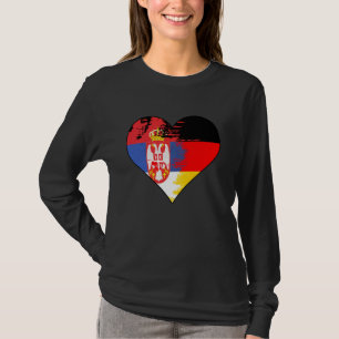 German and Serbian Heart Heritage Flag T-Shirt