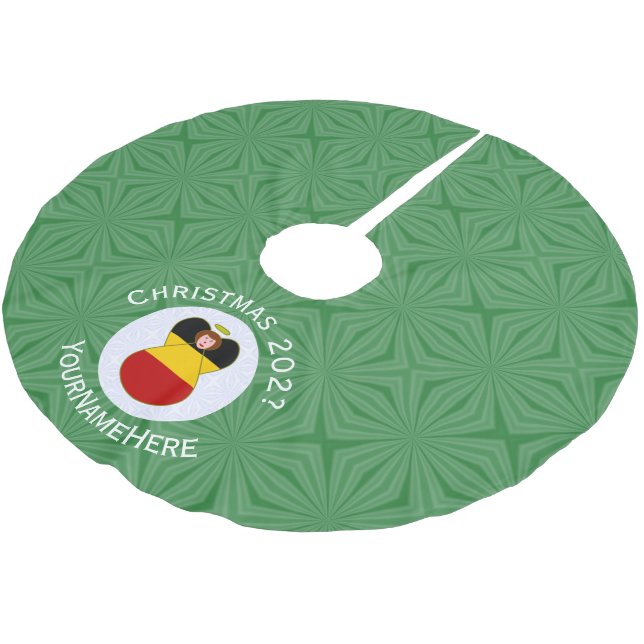 German Angel Christmas Flag Personalized  Brushed Polyester Tree Skirt (Angled)
