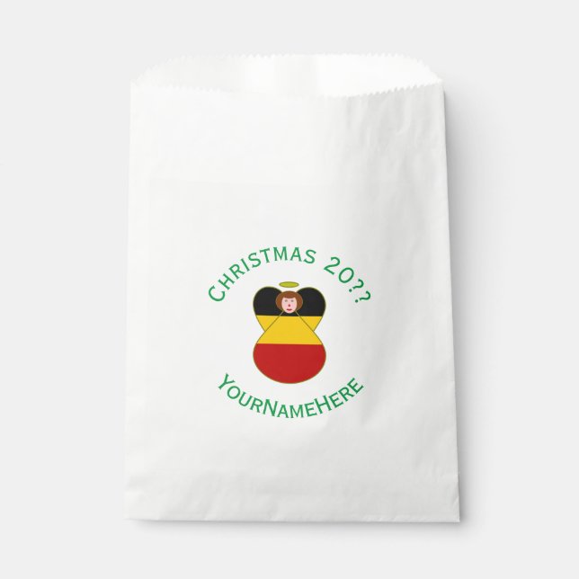 German Angel Christmas Flag Personalized  Favour Bag (Front)