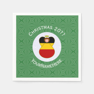 German Angel Christmas Flag Personalized Napkin