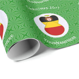German Angel Christmas Flag Personalized Wrapping Paper
