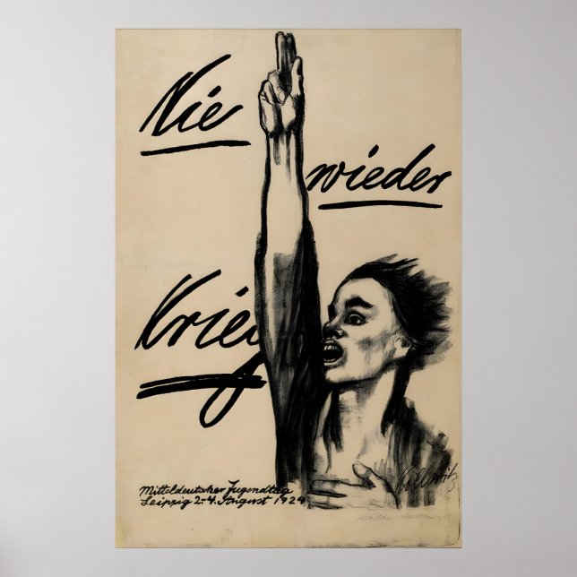 German Anti-war Poster Never again war! by Käthe (Front)