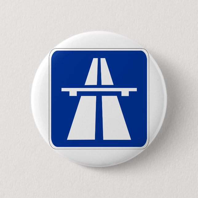German Autobahn Sign 2 Inch Round Button (Front)